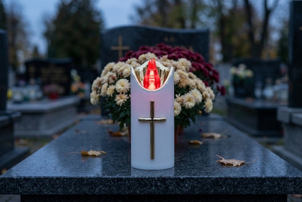 Wkład LED RICO 12,5 cm biało-złoty – czerwony płomień